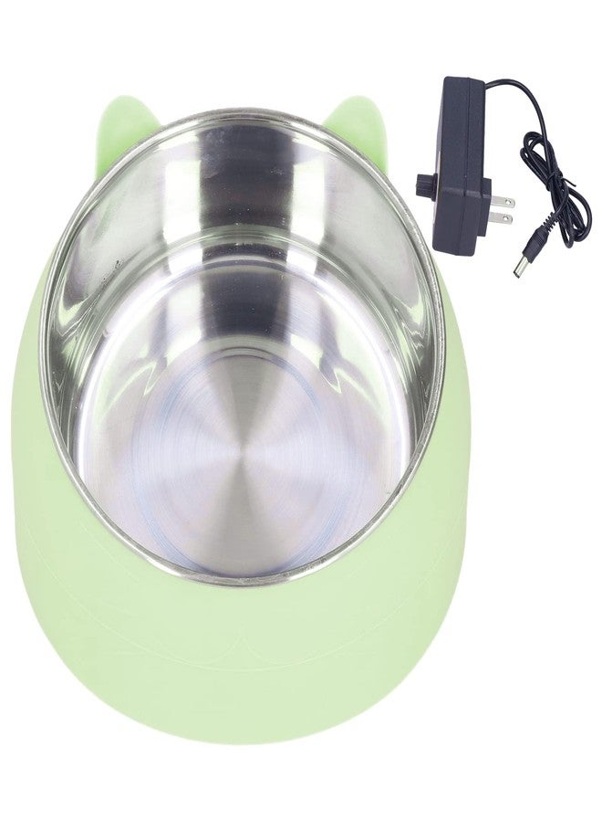 Zerodis Heated Pet Bowl, Portable Heated Water Bowl Nordic Stainless Steel to Cervical Spine Constant Temperature Cat Food Bowl US Plug 100‑240V (Green) - Image 1