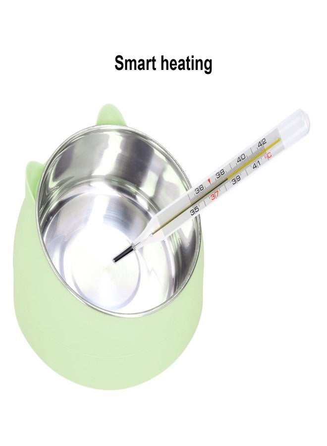Zerodis Heated Pet Bowl, Portable Heated Water Bowl Nordic Stainless Steel to Cervical Spine Constant Temperature Cat Food Bowl US Plug 100‑240V (Green) - Image 5