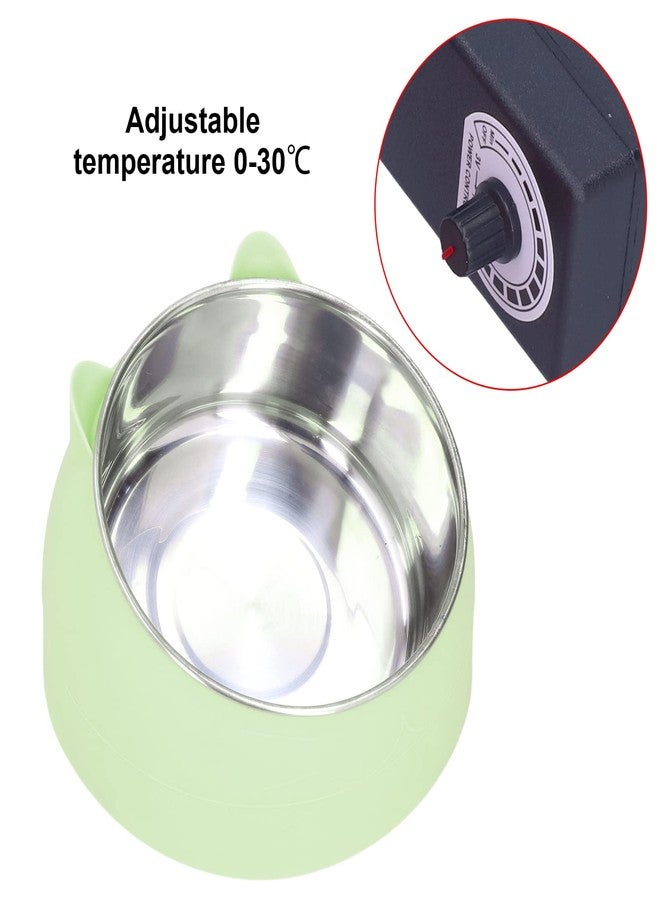 Zerodis Heated Pet Bowl, Portable Heated Water Bowl Nordic Stainless Steel to Cervical Spine Constant Temperature Cat Food Bowl US Plug 100‑240V (Green) - Image 2