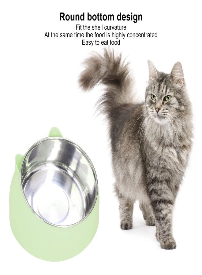 Zerodis Heated Pet Bowl, Portable Heated Water Bowl Nordic Stainless Steel to Cervical Spine Constant Temperature Cat Food Bowl US Plug 100‑240V (Green) - Image 3