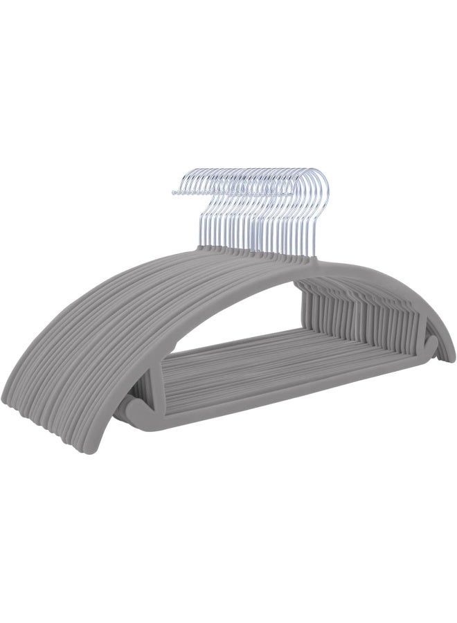 MIZGI MIZGI Premium Velvet Hangers (Pack of 50) Heavyduty- Non Slip No Shoulder Bump Suit Hangers - Chrome Hooks, Space Saving Clothes Hangers, Rounded Hangers for Coat, Sweater, Jackets, Pants - Image 1