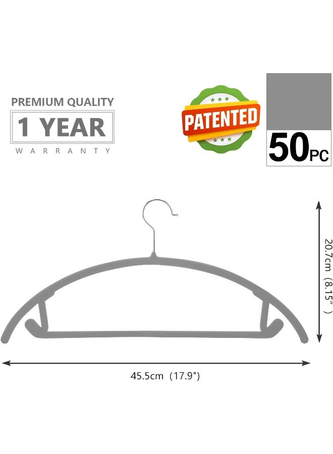 MIZGI MIZGI Premium Velvet Hangers (Pack of 50) Heavyduty- Non Slip No Shoulder Bump Suit Hangers - Chrome Hooks, Space Saving Clothes Hangers, Rounded Hangers for Coat, Sweater, Jackets, Pants - Image 2
