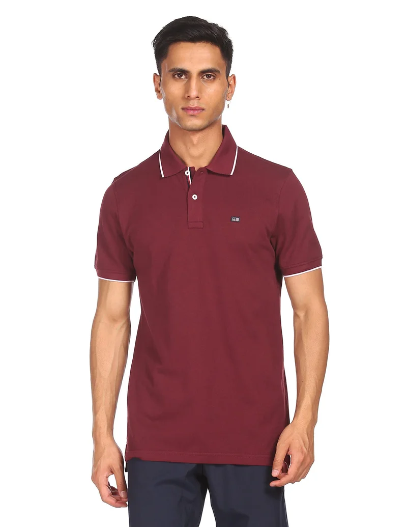 Arrow Tipped Cotton Solid Polo Shirt