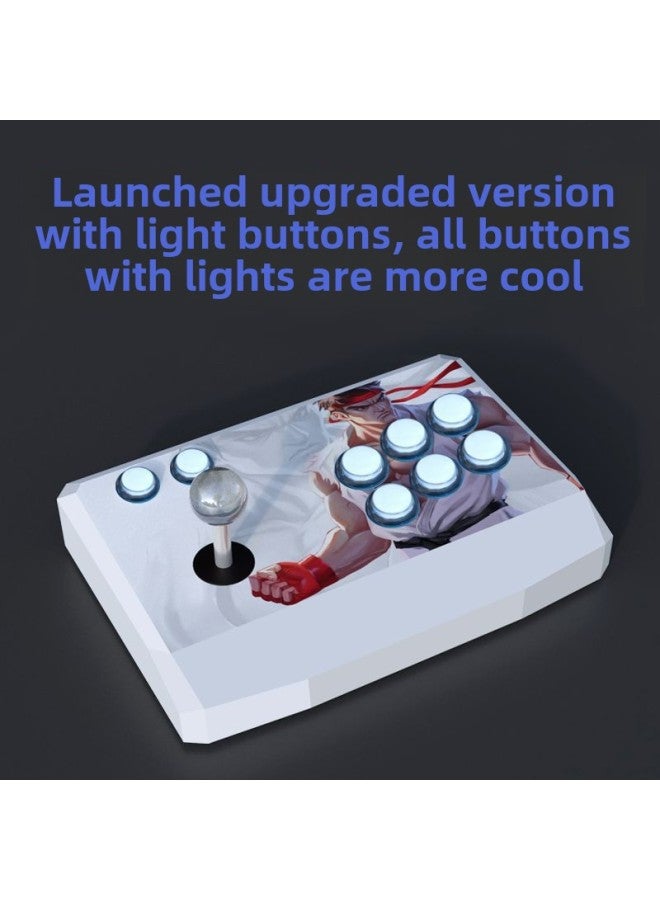 Wireless Arcade Rocker Computer Mobile Phone Tablet Fighting Three And Rocker Boxing Emperor 97 Home Game Console-Product Color:Wireless Joystick Aaron Green With Light  - Image 3