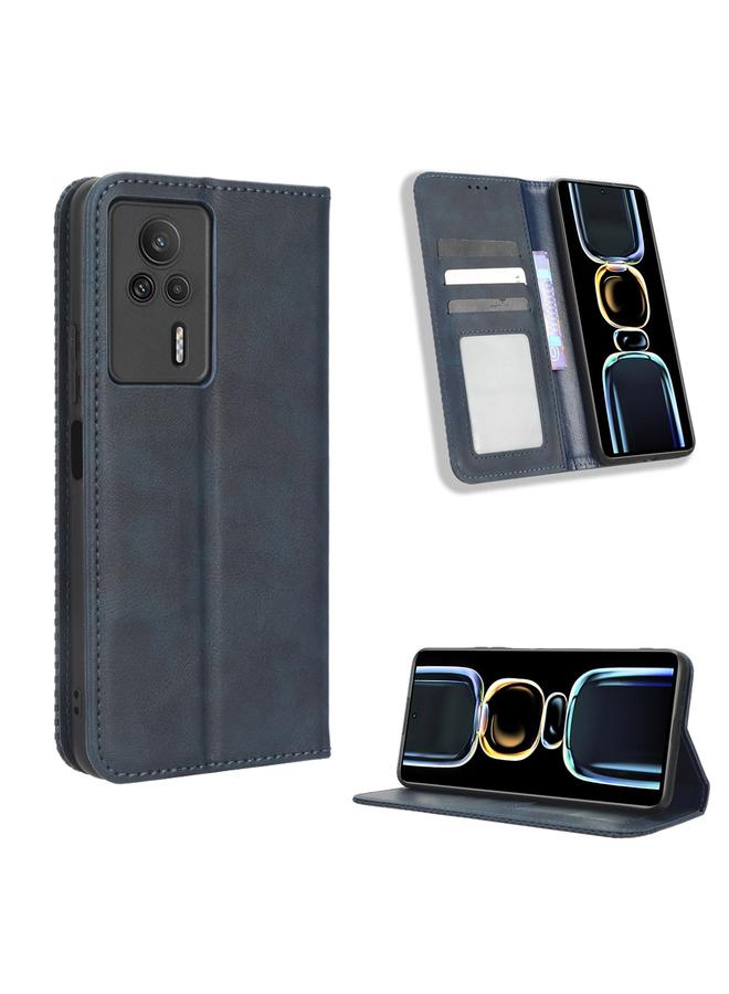 Case For Xiaomi Redmi K60E 5G Magnetic Buckle Retro Texture Leather Phone Case