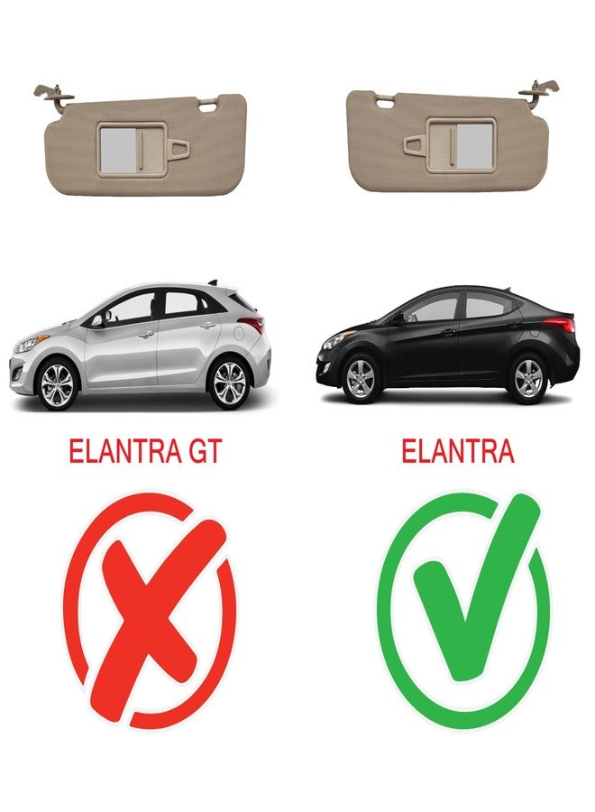 2M PLASTIC Sun Visor Fits for 2011-2015 Hyundai Elantra Beige Without Light OE Quality (Left - Driver) - Image 2