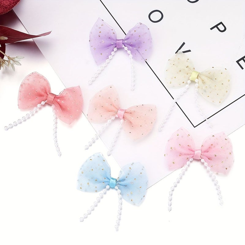 10 Pcs Dark Pink Polka Dot Mesh Bows For Diy Crafts Shoes Hats Bags Hair Decorations - Image 3
