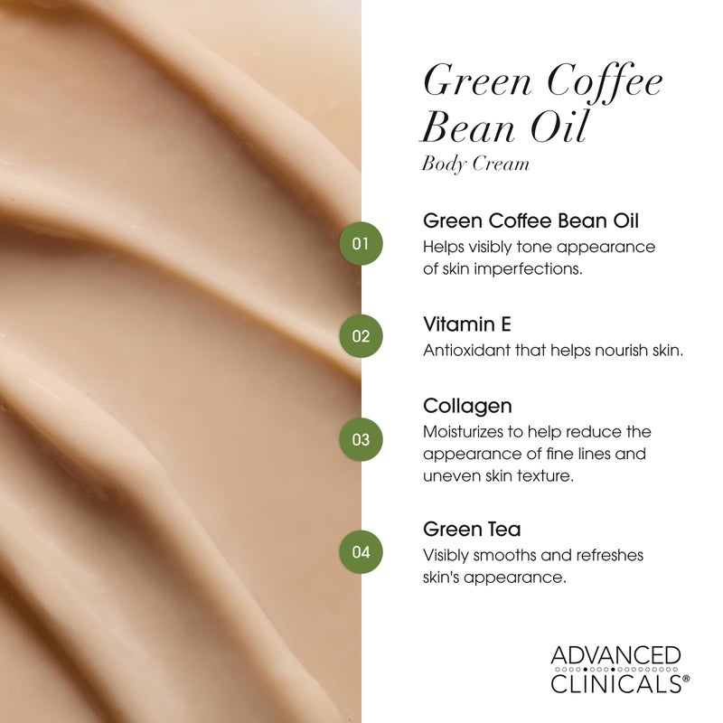Advanced Clinicals Green Coffee Bean Thermo - Firming Body Lotion | Caffeine Infused Collagen Cream Moisturizer & Body Cream For Women, Stomach, Legs, & To Improve Look Of Textured Crepey Skin, 16 Oz - Image 5