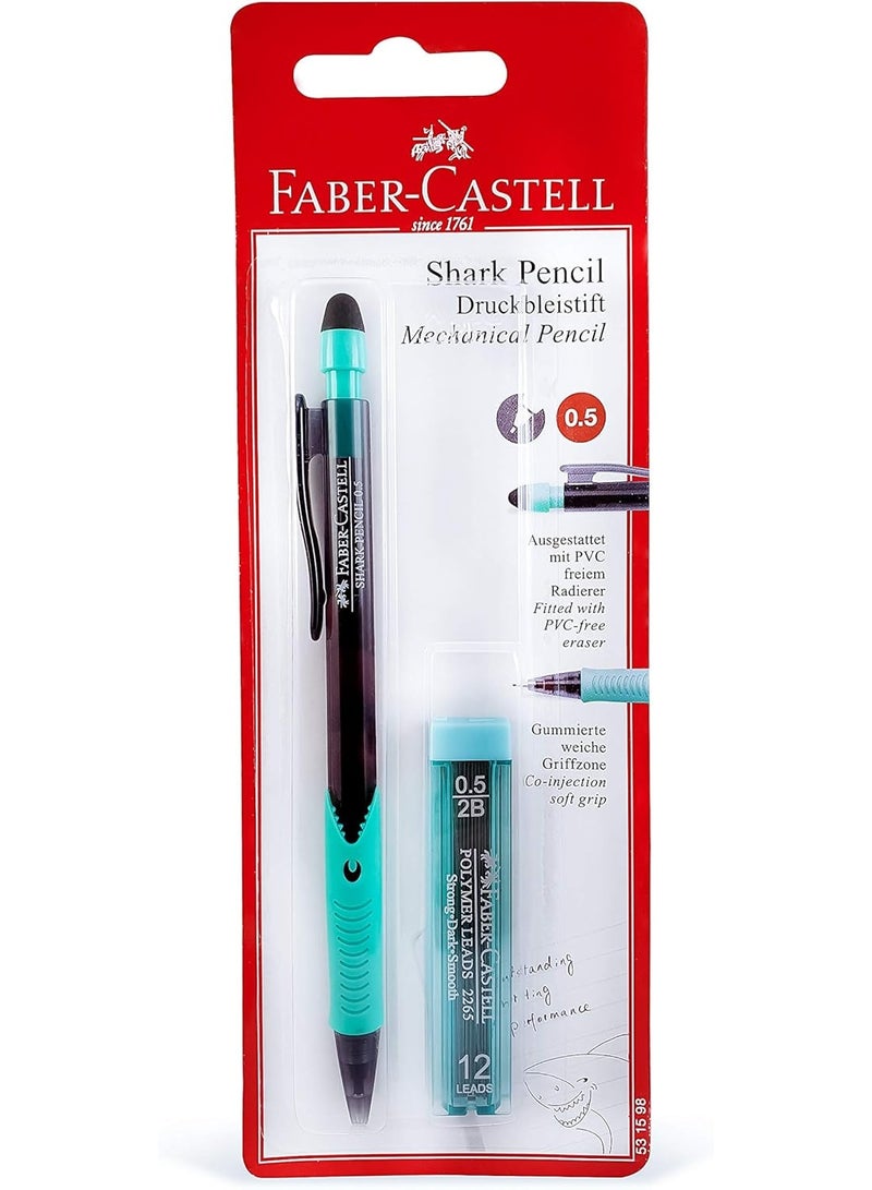 FABER-CASTELL 1-Piece Shark Mechanical Pencil 0.5mm Tip With A Pack Of Leads Assorted Barrel Colours - Image 1