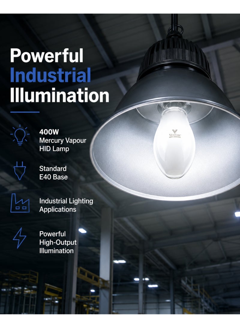 Venture HPMV Mercury Vapour Lamp 400W E40 HID Industrial Light Bulb - Image 5