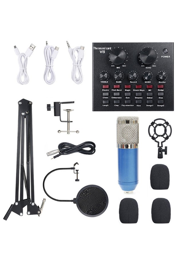 DUSALA 13-Piece Multi-Functional Live Sound Card Set Black/Blue/Silver  - Image 1