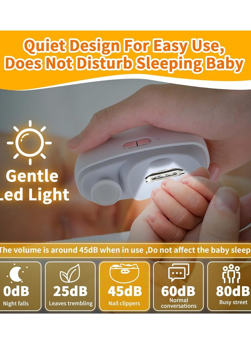 CityRiya-Long Electric Baby Nail Clippers Automatic Electric Nail Clipper with Light 2 in 1 Fingernail Trimmer Polisher & Clip Storage Extra Nail File USB Rechargeable Electric Nail Trimmer for Baby, Kids, Adult  - Image 3