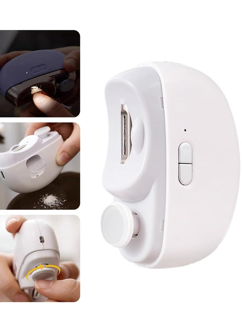 CityRiya-Long Electric Baby Nail Clippers Automatic Electric Nail Clipper with Light 2 in 1 Fingernail Trimmer Polisher & Clip Storage Extra Nail File USB Rechargeable Electric Nail Trimmer for Baby, Kids, Adult  - Image 1