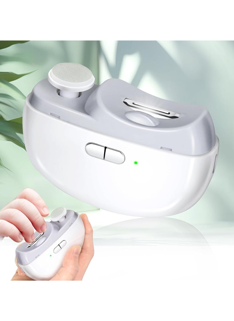CityRiya-Long Electric Baby Nail Clippers Automatic Electric Nail Clipper with Light 2 in 1 Fingernail Trimmer Polisher & Clip Storage Extra Nail File USB Rechargeable Electric Nail Trimmer for Baby, Kids, Adult  - Image 2