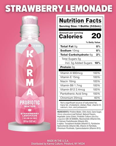 Karma Probiotic Water - 12 Pack, Strawberry Lemonade Drink - Immune & Gut Health Support - Image 5