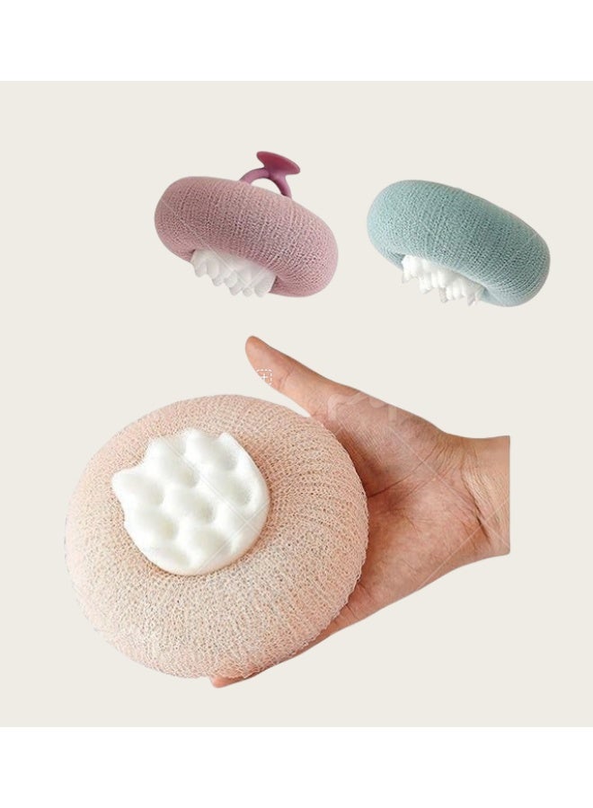 3 Pack Sponge Mesh Bath Balls, Bath Sponge Loofah Body Scrub Bath Sponge for Shower Exfoliation, Bath Sponge for Men and Women (Pink·Teal·Purple) - Image 1