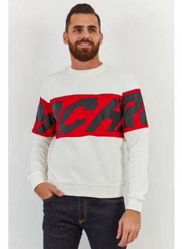 JOHN RICHMOND Men Sport Fit Crew Neck Graphic Sweatshirt, White  - Image 1