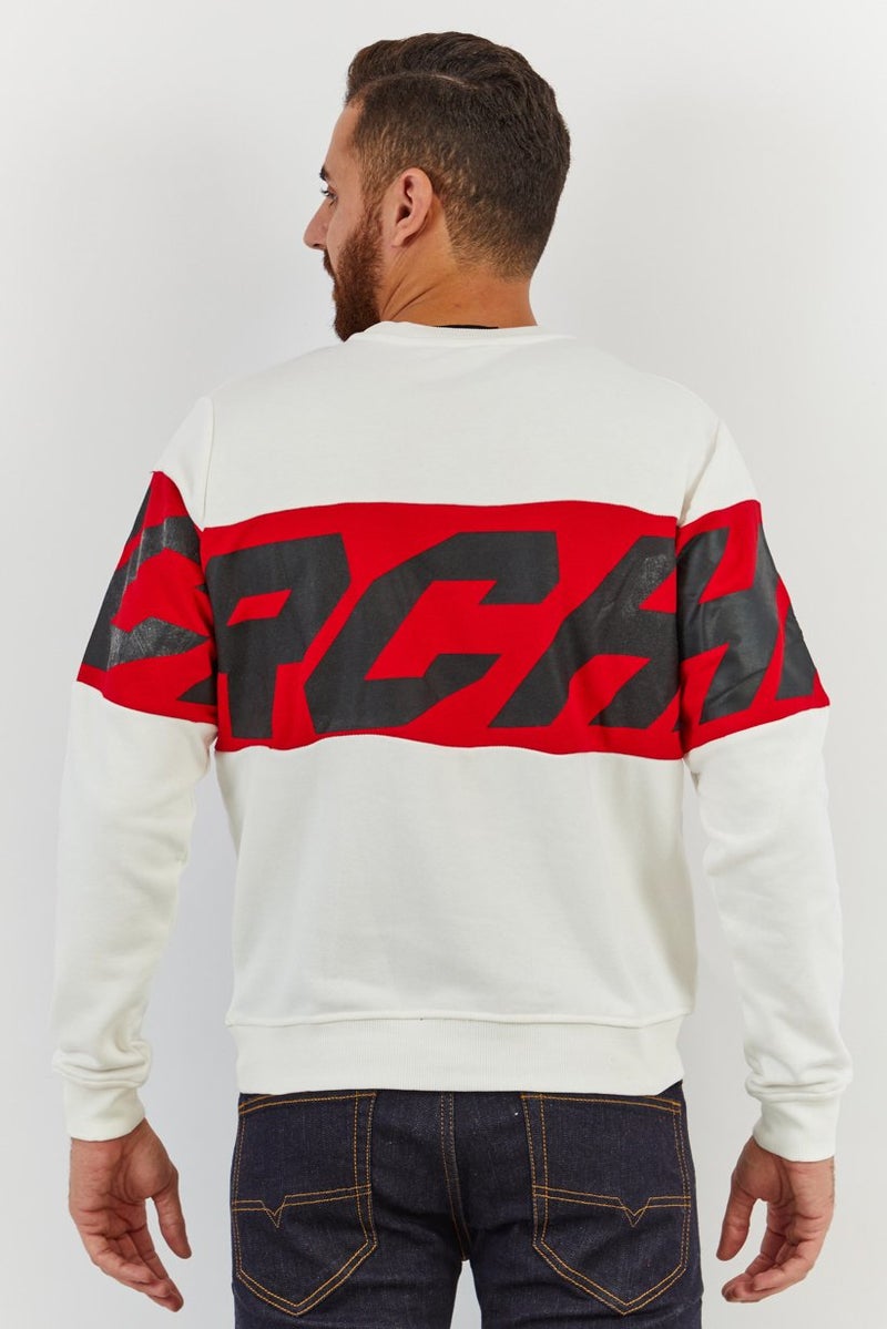 JOHN RICHMOND Men Sport Fit Crew Neck Graphic Sweatshirt, White - Image 3
