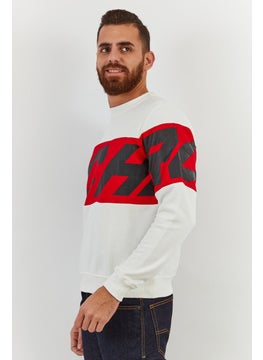 JOHN RICHMOND Men Sport Fit Crew Neck Graphic Sweatshirt, White  - Image 2