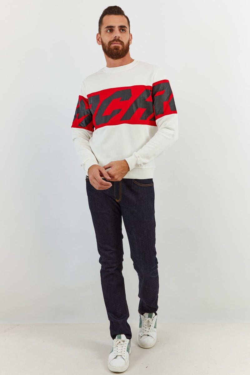 JOHN RICHMOND Men Sport Fit Crew Neck Graphic Sweatshirt, White - Image 4