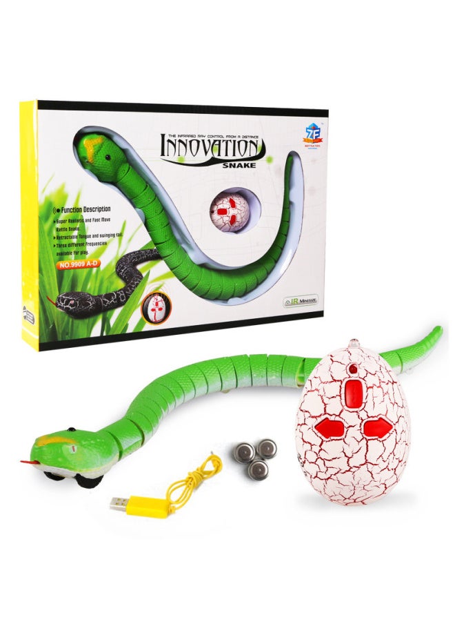 Children's Electric Trick Simulation Reptile Remote Control Infrared Intelligent Induction Mouse Funny Cat Toy-Color:9909A-D Infrared Remote Control Snake Green 279 Grams Volume Weight 468 Grams  - Image 1