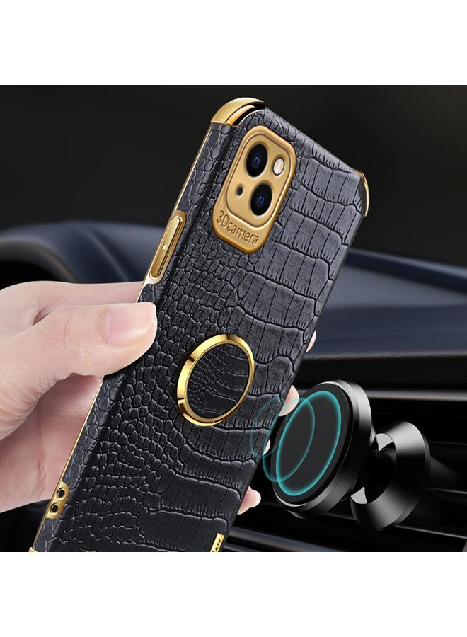 S-TOP Case For iPhone 14 Plus 6D Electroplating Crocodile Texture Phone Case With Holder - Image 5