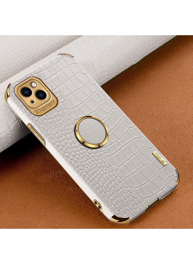 S-TOP Case For iPhone 14 Plus 6D Electroplating Crocodile Texture Phone Case With Holder - Image 1