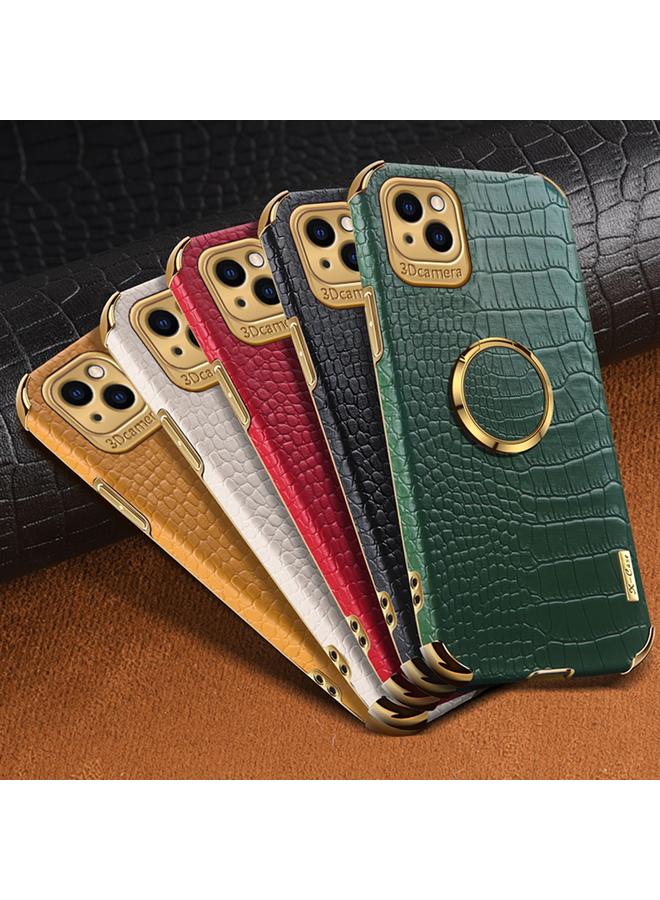 S-TOP Case For iPhone 14 Plus 6D Electroplating Crocodile Texture Phone Case With Holder - Image 2