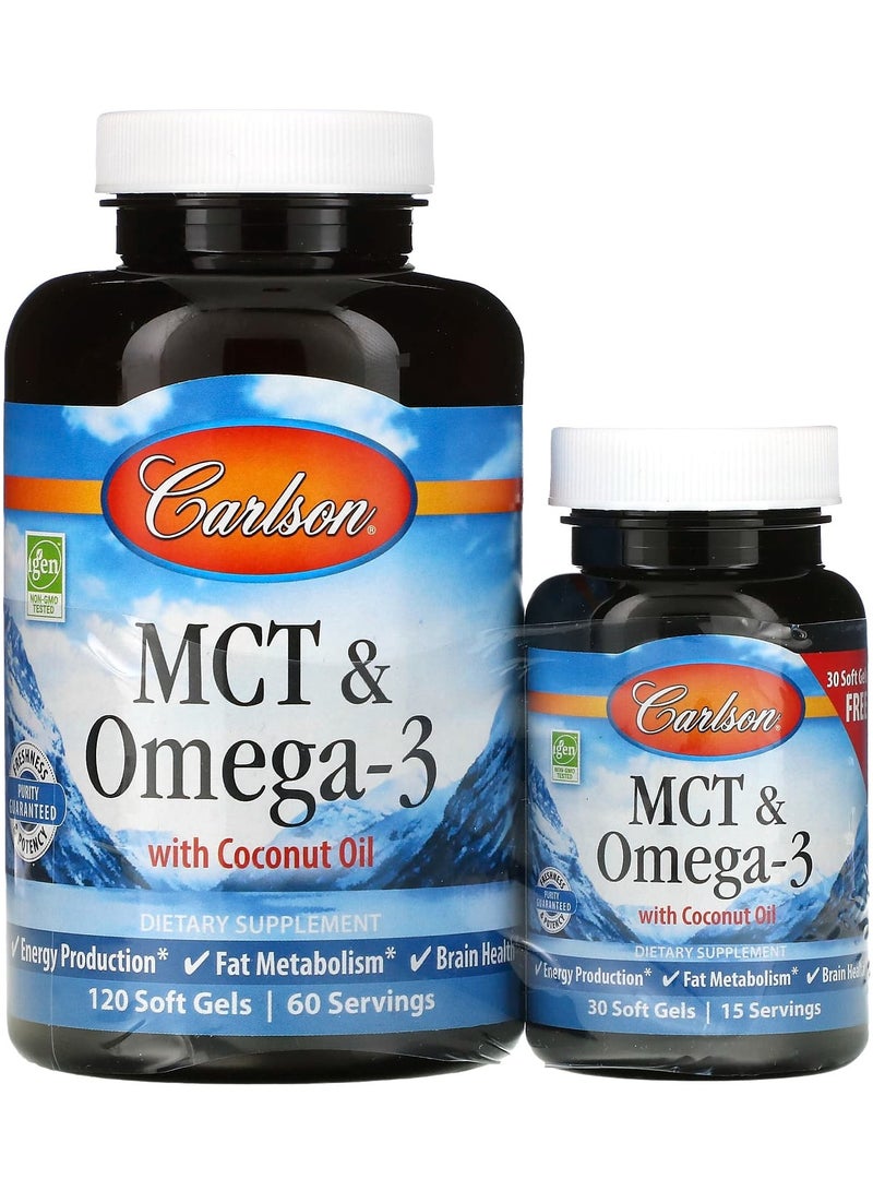 MCT وأوميغا-3، 120 + 30 جيل طري مجاني