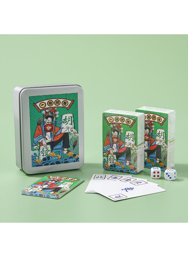 Waterproof National Fashion Mahjong Playing Cards TikTok Net Red Creative 144 Wide Version Portable Outdoor Travel Mahjong Cards