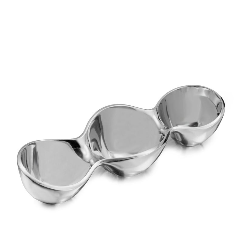 Nambe nambe Triple Condiment Server  3 Part Divided Serving Tray for Condiments Dips Appetizers and Snacks  Made of Metal Alloy  Designed by Steve Cozzolino