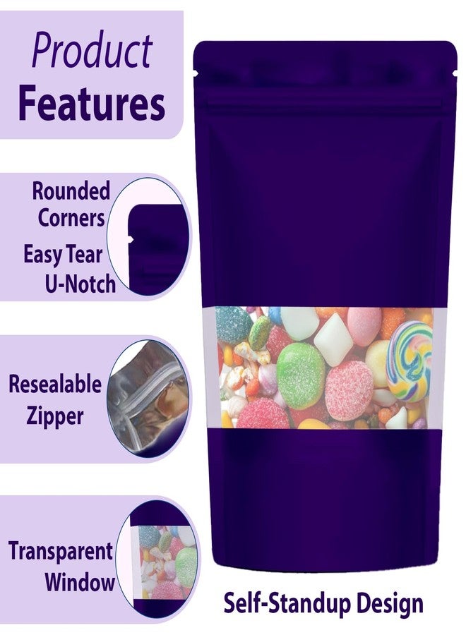 SKY FLEXI PACK Matte Purple Zip Lock Stand Up Pouches | 16×23.5 cm | 500gm | Pack of 15 | Reusable, Airtight Polyester Storage Bags with Transparent Window | Food Storage, Leakproof, Self Sealing Multi-Purpose - Image 3