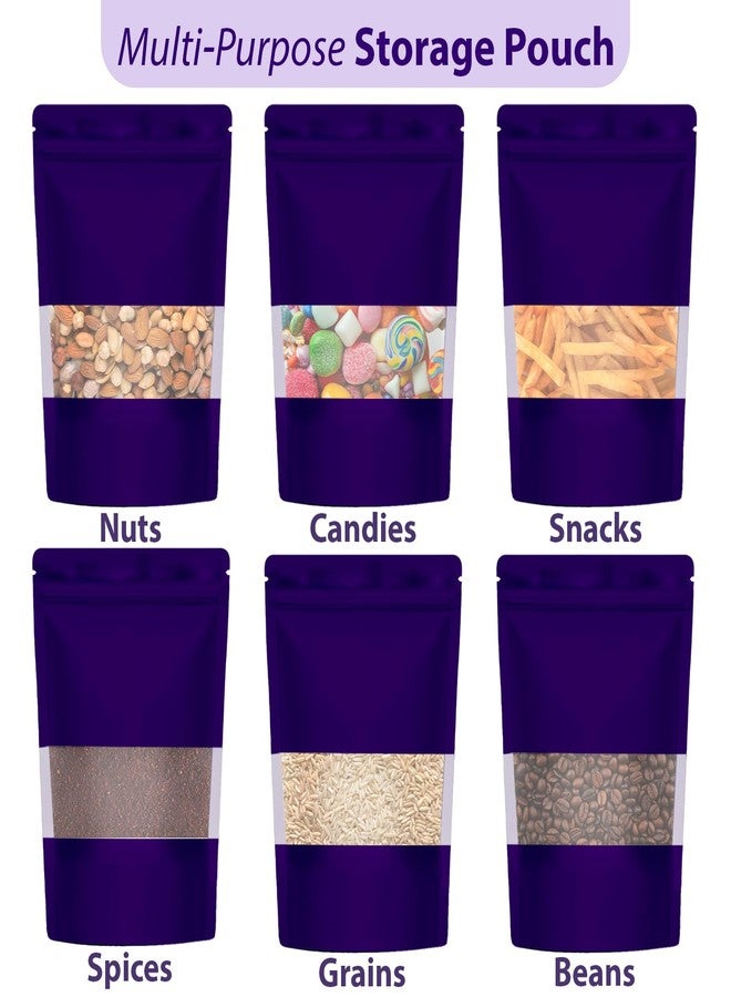 SKY FLEXI PACK Matte Purple Zip Lock Stand Up Pouches | 16×23.5 cm | 500gm | Pack of 15 | Reusable, Airtight Polyester Storage Bags with Transparent Window | Food Storage, Leakproof, Self Sealing Multi-Purpose - Image 4