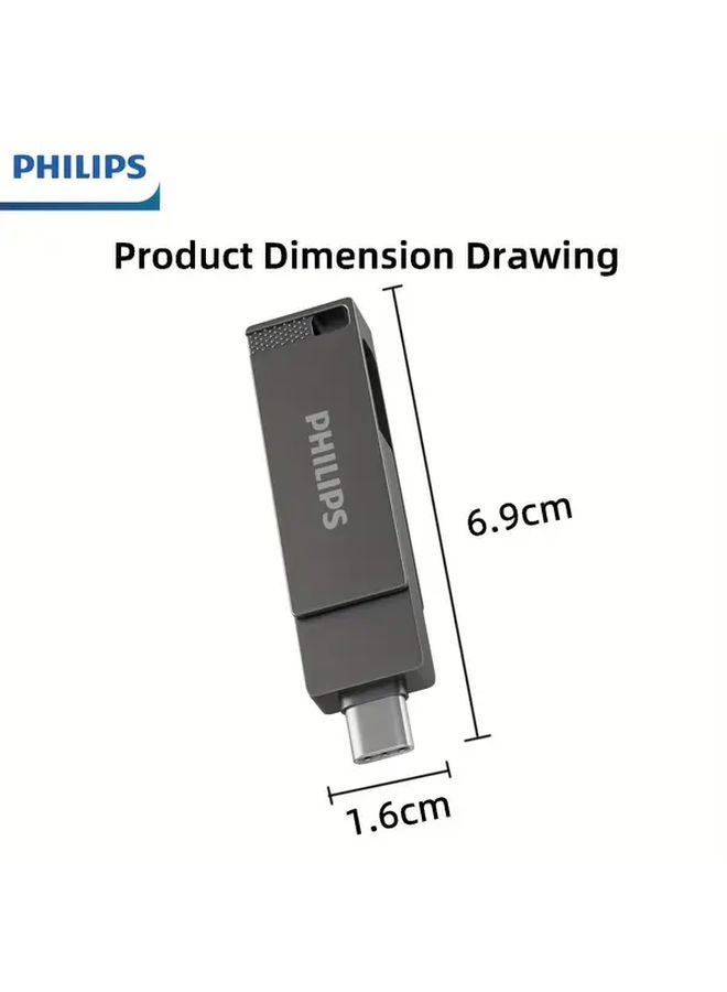 Philips 128GB Dual Head USB 3 2 Flash Drive High Speed Portable Metal Storage - Image 3