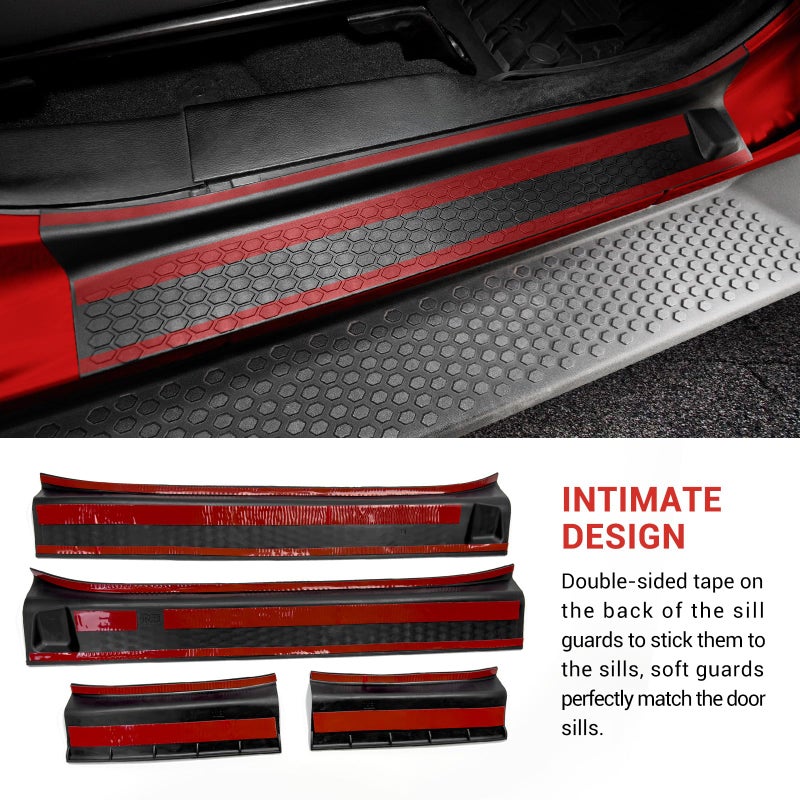 Utiiy Door Sill Guards Kit Fit for 2018-2025 Jeep Wrangler JL Unlimited, Door Sill Protector for 2020-2025 Jeep Gladiator, Entry Guard Protector for 2024 Wrangler JLU&Gladiator JT 4 Door Accessories - Image 4