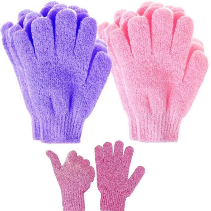 CLICKSWIFT قفازات تقشير الجسم CLICKSWIFT || مقشر الجسم || قفازات تنظيف البشرة للاستحمام || للاستحمام، السبا، تدليك الجسم، مقشرات الجلد الميت متعددة الألوان (2 زوج) - Image 1
