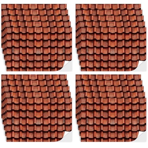 Flutesan 12 Pcs Miniature Dollhouse Wallpaper and Flooring Peel and Stick Mini DIY Self Adhesive Dollhouse Accessories 827 x 1169 Inch Roof Tiles Clay - Image 1