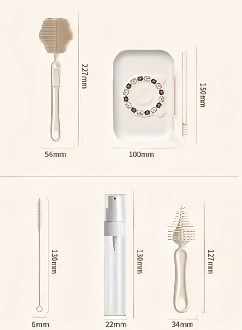 Minitutu 6-in-1 Baby Bottle Brush Set with Drying Rack & Case - Silicone Travel Bottle Cleaner Kit for Newborns - Portable Organizer with Nipple & Straw Brush, Soap Dispenser - BPA Free Essentials - Image 3
