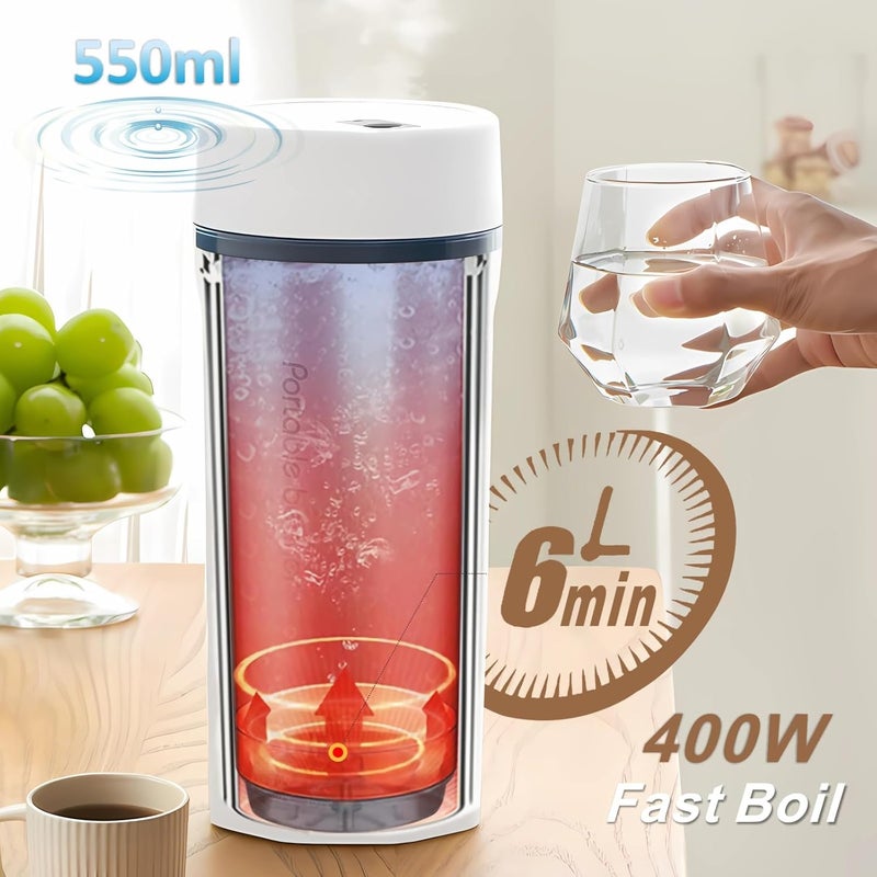 YIMI Portable Electric Kettle for Travel, 550ml Small Water Boiler for Tea Coffee Milk, 400W Stainless Steel Mini Water Kettle Heater with 6 Adjustable Temperature, Keep Warm, Auto Off for Trip, Office,Car - Image 2