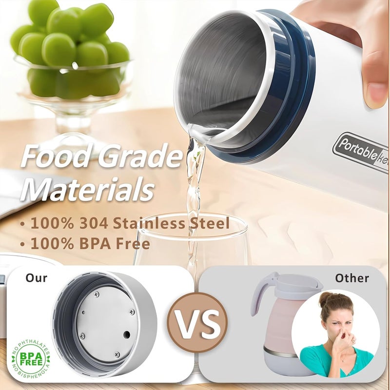 YIMI Portable Electric Kettle for Travel, 550ml Small Water Boiler for Tea Coffee Milk, 400W Stainless Steel Mini Water Kettle Heater with 6 Adjustable Temperature, Keep Warm, Auto Off for Trip, Office,Car - Image 4