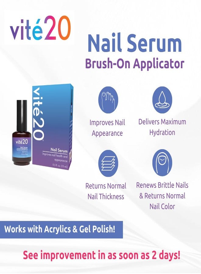 Dr. Blaine's VITÉ20 Nail Health Serum - Improves Nail Appearance for Discoloration, Thick, Brittle & Cracking Nails - Moisturizes & Conditions - Easy Brush-On Applicator for Fingernails & Toenails - 0.5 fl oz - Image 2