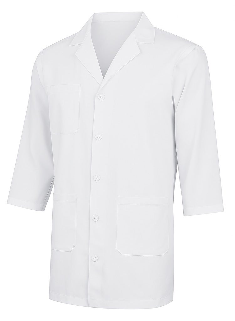 Generic White lab coat everyday uniform for professional doctor nurse dentist industrial worker barber students men women unisex full long length pockets for school work hospital saloon  - Image 2