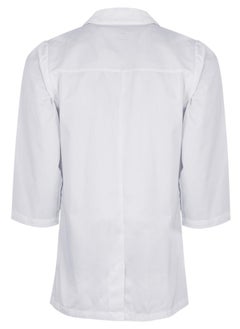 Generic White lab coat everyday uniform for professional doctor nurse dentist industrial worker barber students men women unisex full long length pockets for school work hospital saloon  - Image 2