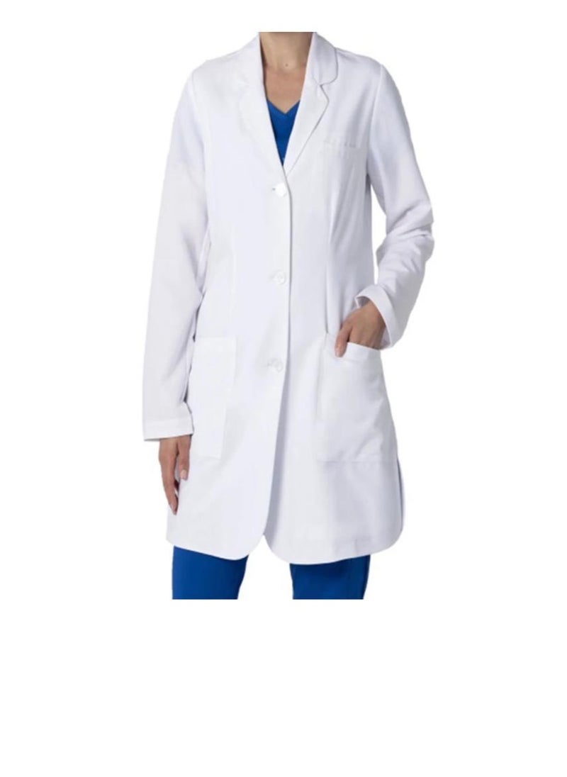 Generic - White lab coat everyday uniform for professional doctor nurse dentist industrial worker barber students men women unisex full long length pockets for school work hospital saloon - Image 1