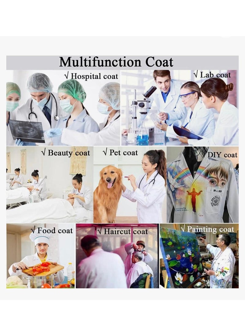 Generic - White lab coat everyday uniform for professional doctor nurse dentist industrial worker barber students men women unisex full long length pockets for school work hospital saloon - Image 1