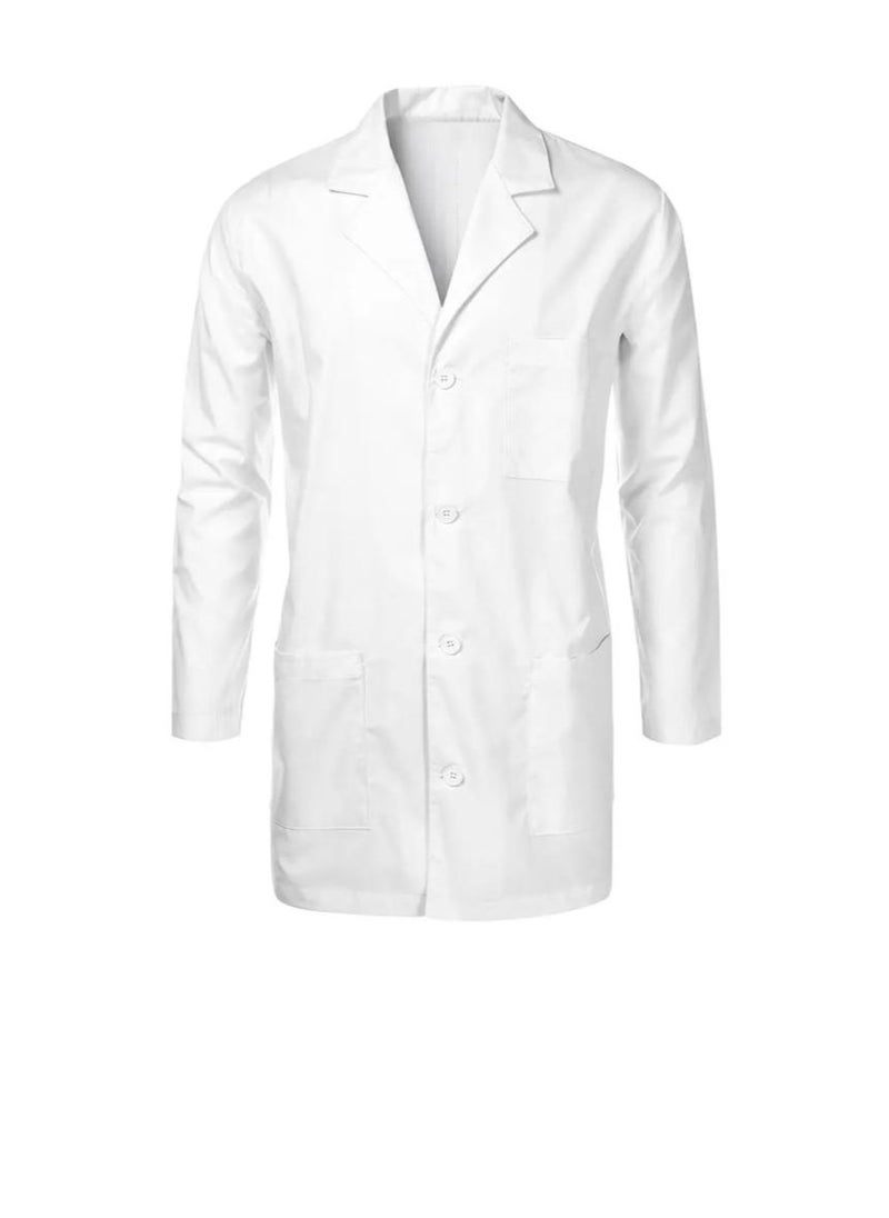 Generic - White lab coat everyday uniform for professional doctor nurse dentist industrial worker barber students men women unisex full long length pockets for school work hospital saloon - Image 1