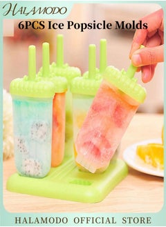 HALAMODO 6PCS Popsicle Molds Set Food Grade PP Plastic BPA Free Ice Popsicle Molds Ice Popsicles Maker Good Summer Gift Choice Fun for Kids and Adults  - Image 1