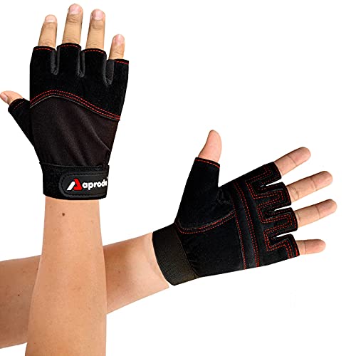 Aprodo Beginner Weight Lifting Gym Gloves, Free Size (BLK RED Thread) - Image 5