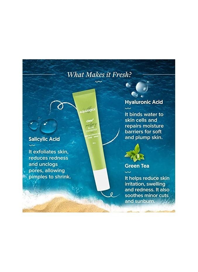 Aqualogica - Aqualogica Clear+ Purifying Acne Corrector with Green Tea & Salicylic Acid | For Acne Removal | Face Cream | Clarifies & Hydrates Skin | 20 g - Image 1