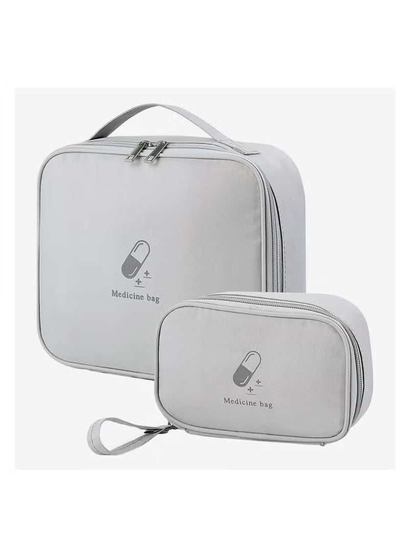 2 First Aid Kit Bags, Portable Medical Medicine Bags for Outdoor Camping Travel Work, Grey